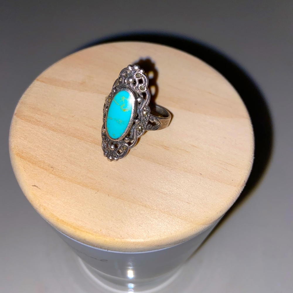 Turquoise silver ring - Picture 2 of 6